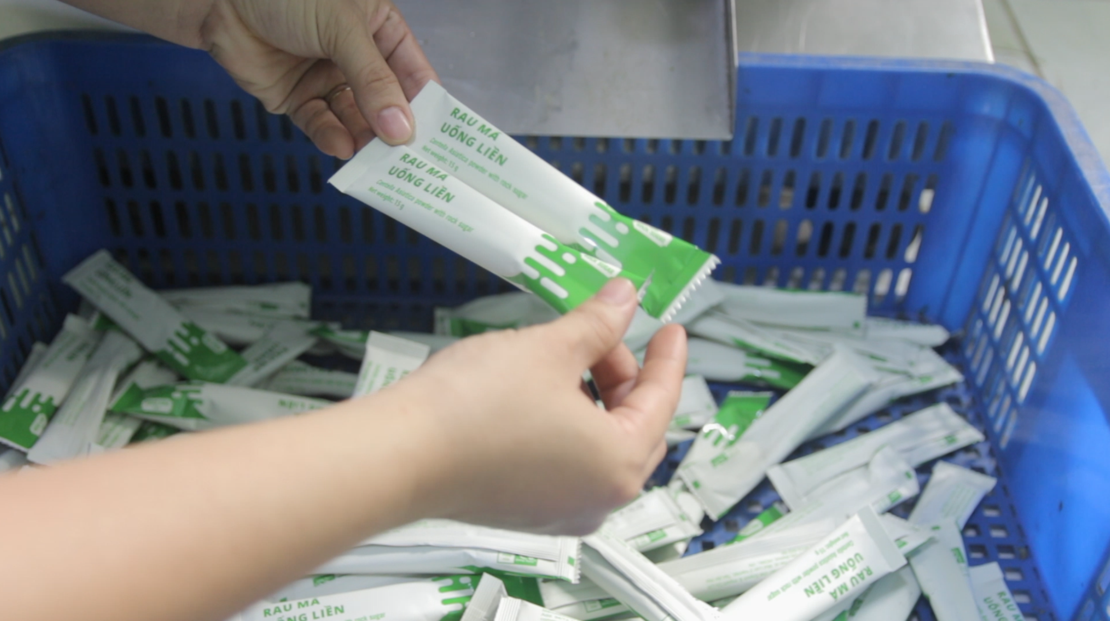 Các sản phẩm bột rau Quảng Thanh được hút chân không và bảo quản kỹ trong các túi chuyên dụng