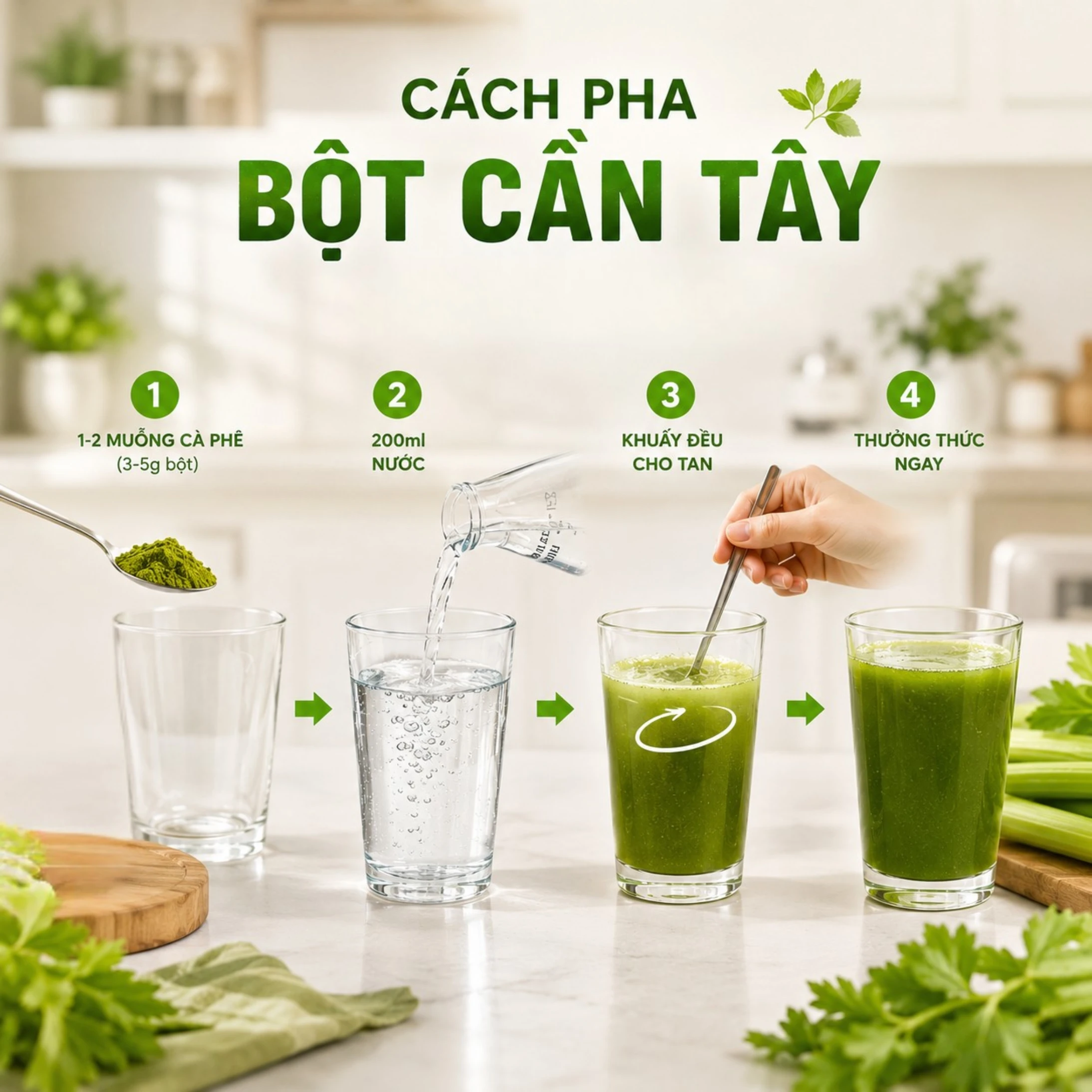 Cách pha bột cần tây đúng chuẩn