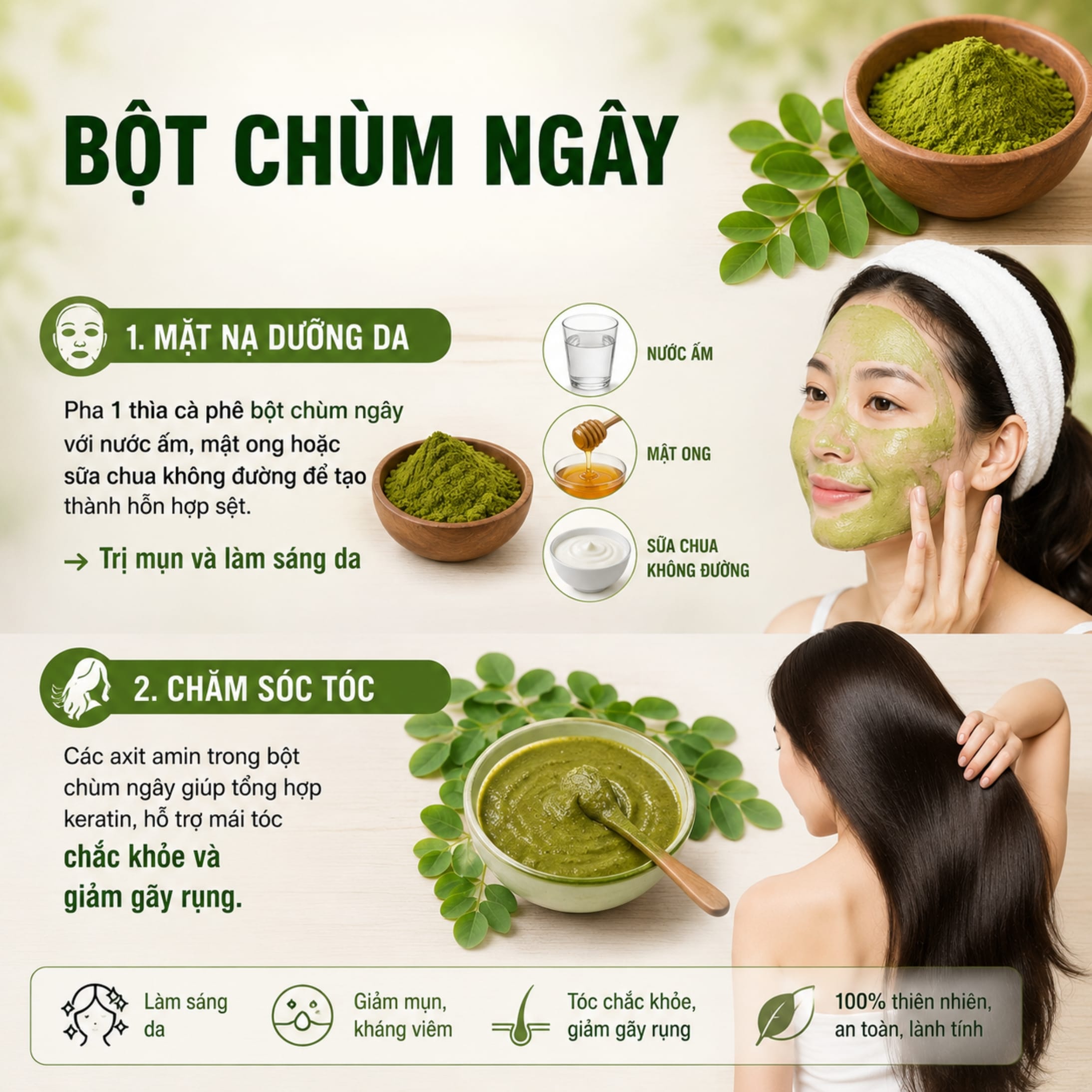 Cách sử dụng bột chùm ngây làm đẹp