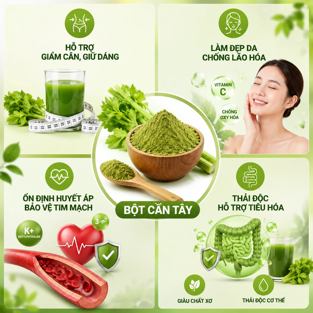 Tác dụng của bột cần tây cho sức khỏe