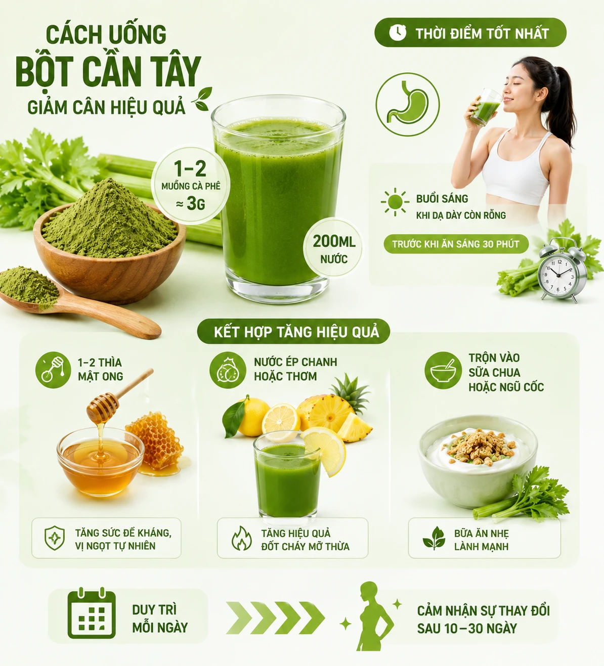 Cách uống bột cần tây giảm cân hiệu quả