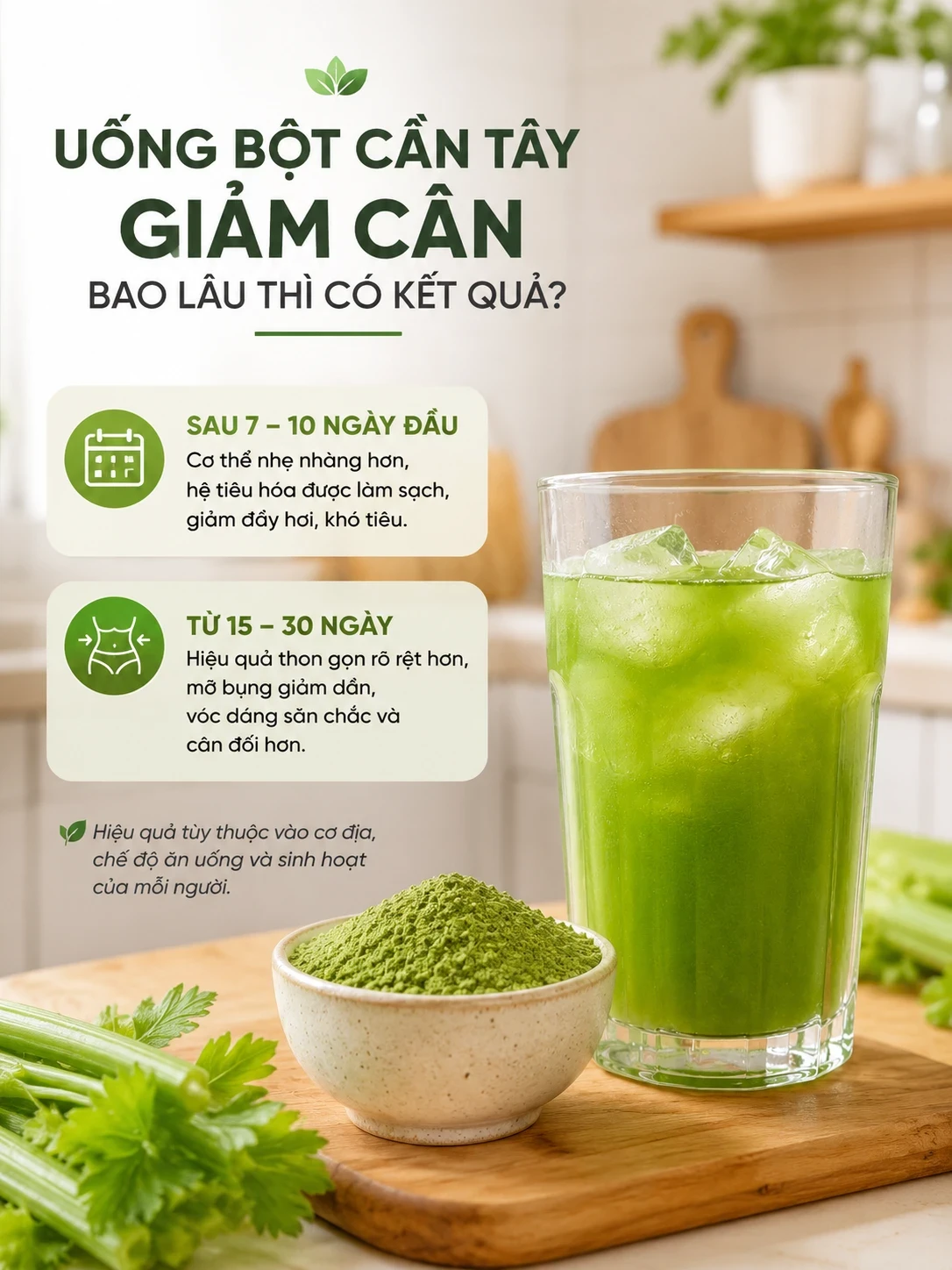 Lộ trình uống bột cần tây giảm cân