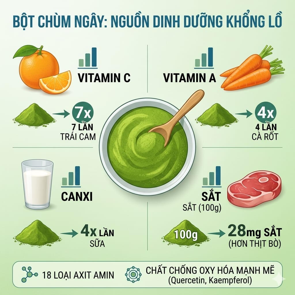 Giá trị dinh dưỡng cao trong bột chùm ngây